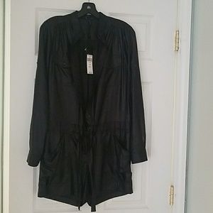 Black sheer long sleeve romper